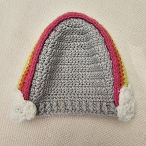 Beanie Winter Hat Crochet Rainbow with Clouds